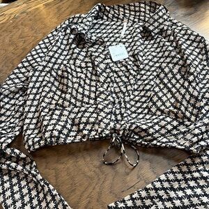 Free People Cropped open tie front shirt